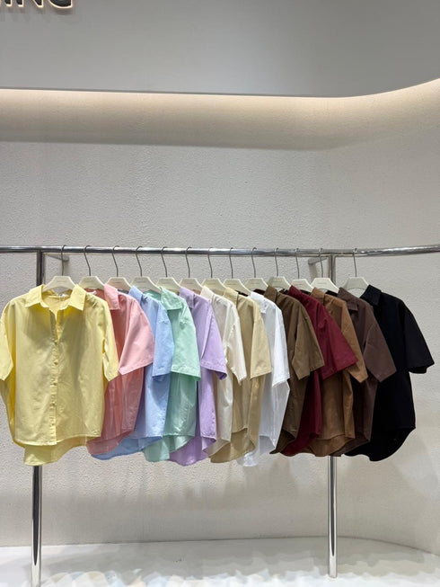 WANWAN Collar Down Short Sleeves Shirts
